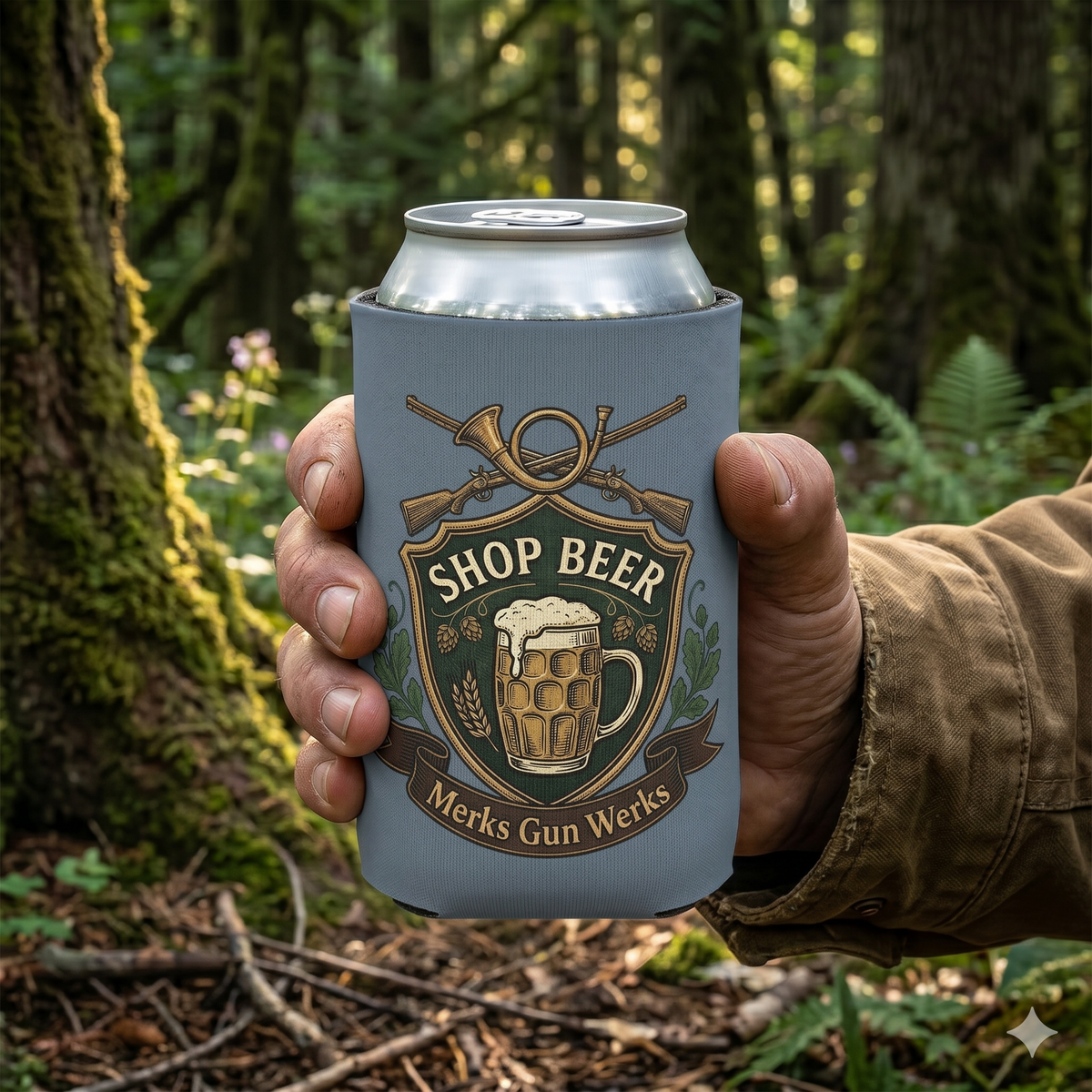 Can Cooler - 'Shop Beer' Retro Brew Badge Cooler (Merks Gun Werks)