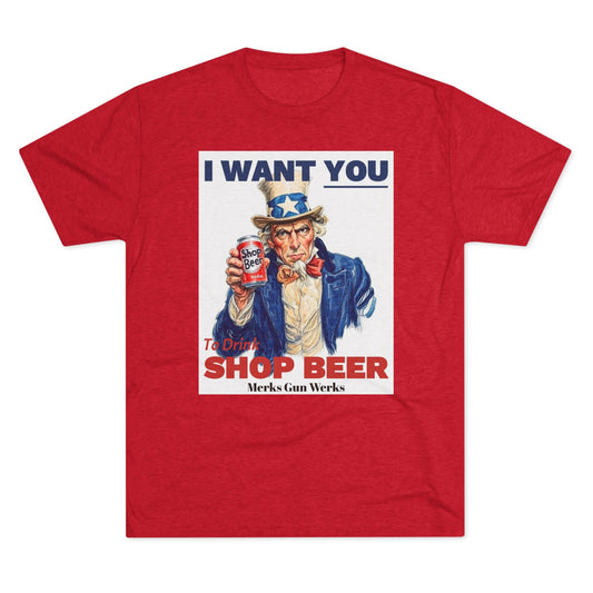 Uncle Sam Shop Beer Crew Tee - Vintage Style, Graphic Shirt, Unisex Tee, Gift for Beer Lovers, Patriotic Apparel