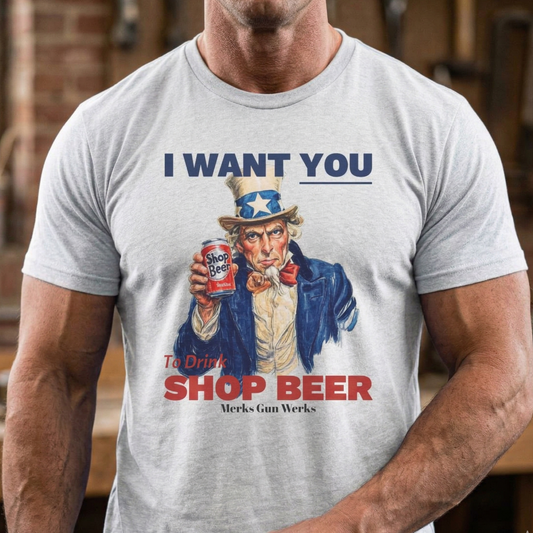 Uncle Sam Shop Beer Crew Tee - Vintage Style, Graphic Shirt, Unisex Tee, Gift for Beer Lovers, Patriotic Apparel