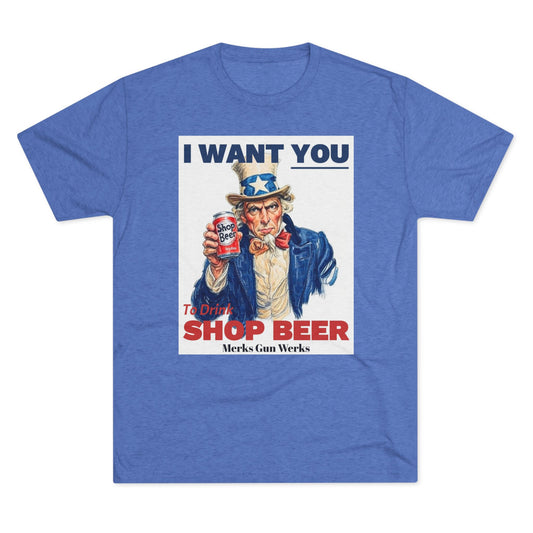 Uncle Sam Shop Beer Crew Tee - Vintage Style, Graphic Shirt, Unisex Tee, Gift for Beer Lovers, Patriotic Apparel