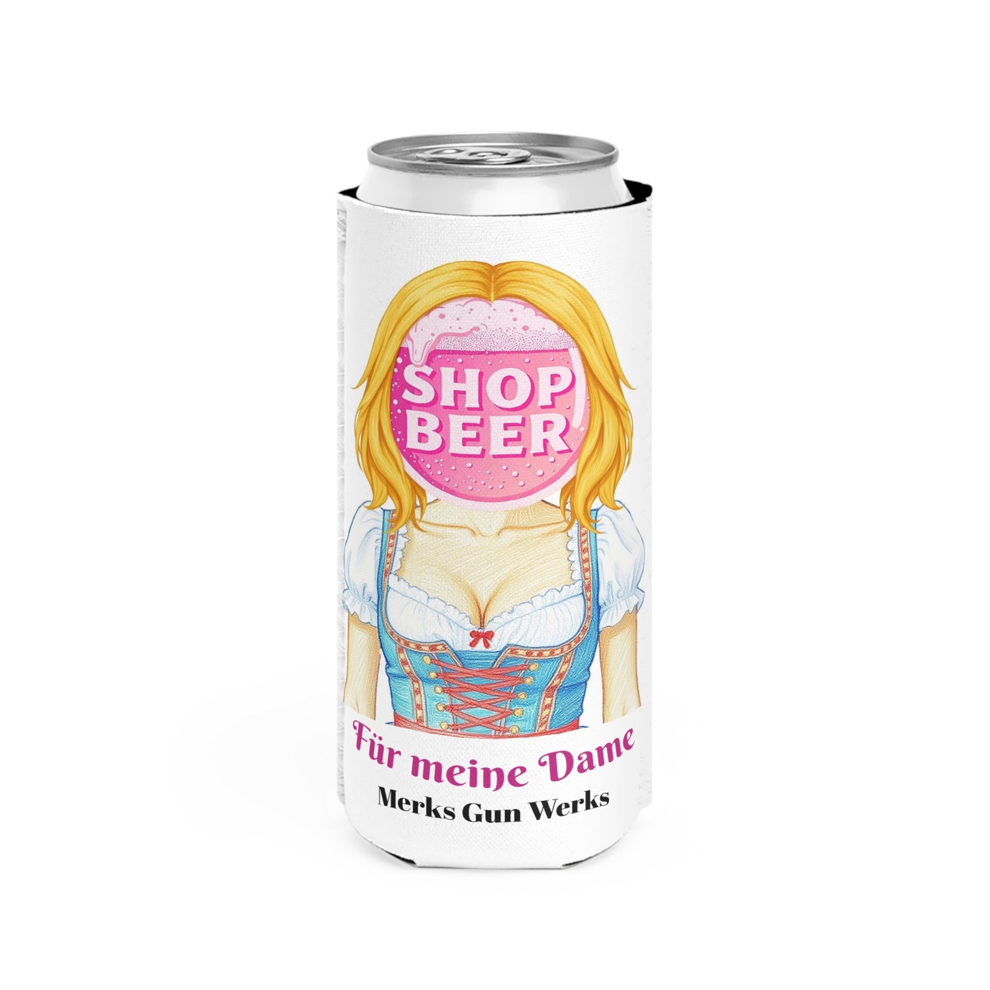 MGW Shop Beer, FOR THE LADIES | Slim Can Cooler for Festive Gatherings, Summer Barbecues, Birthday Parties, Oktoberfest Celebrations, Gifts for Beer Lovers