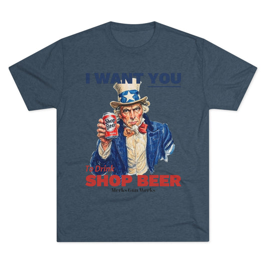 Uncle Sam Shop Beer Crew Tee - Vintage Style, Graphic Shirt, Unisex Tee, Gift for Beer Lovers, Patriotic Apparel